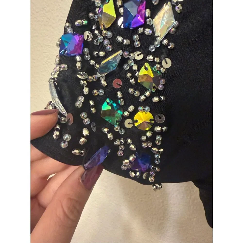 Glamour dance costume solo bling leotard embellished XSA-extra small adult